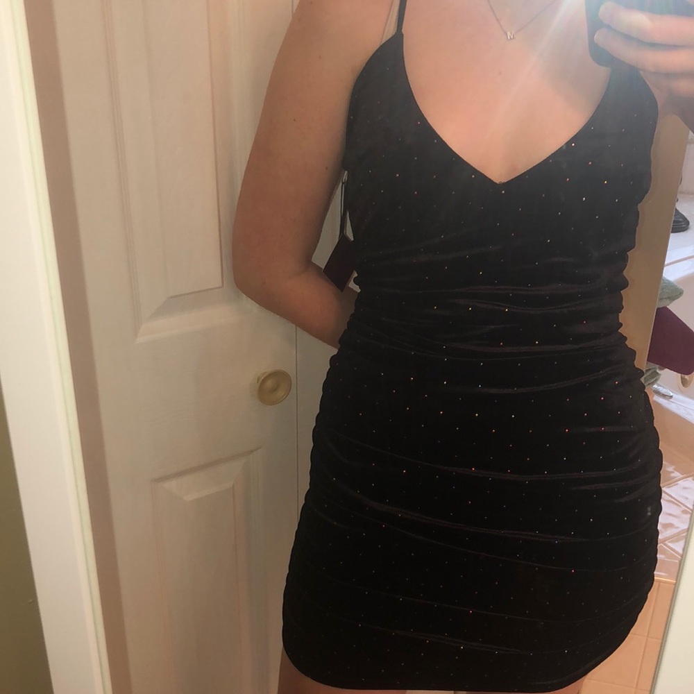 Black Bodycon Ruched Dress